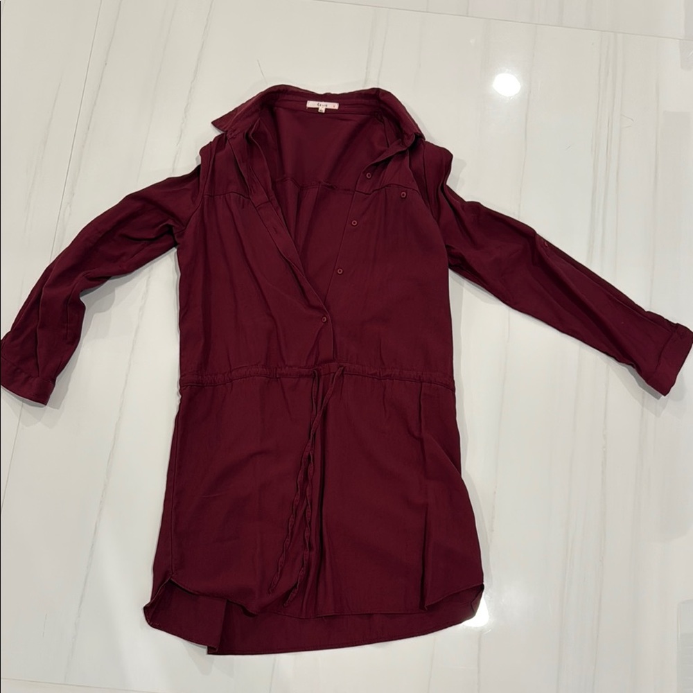 Le Lis Deep Burgundy Shirt Dress